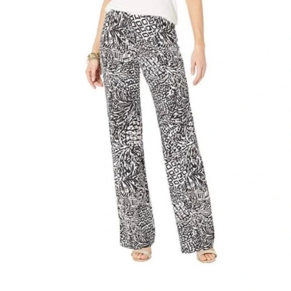 Lilly Pulitzer Black White Georgia May Palazzo Pants in Onyx Home Slice